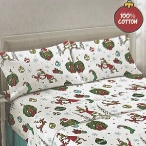 The Grinch Cotton Flannel Full Bed Sheet Set